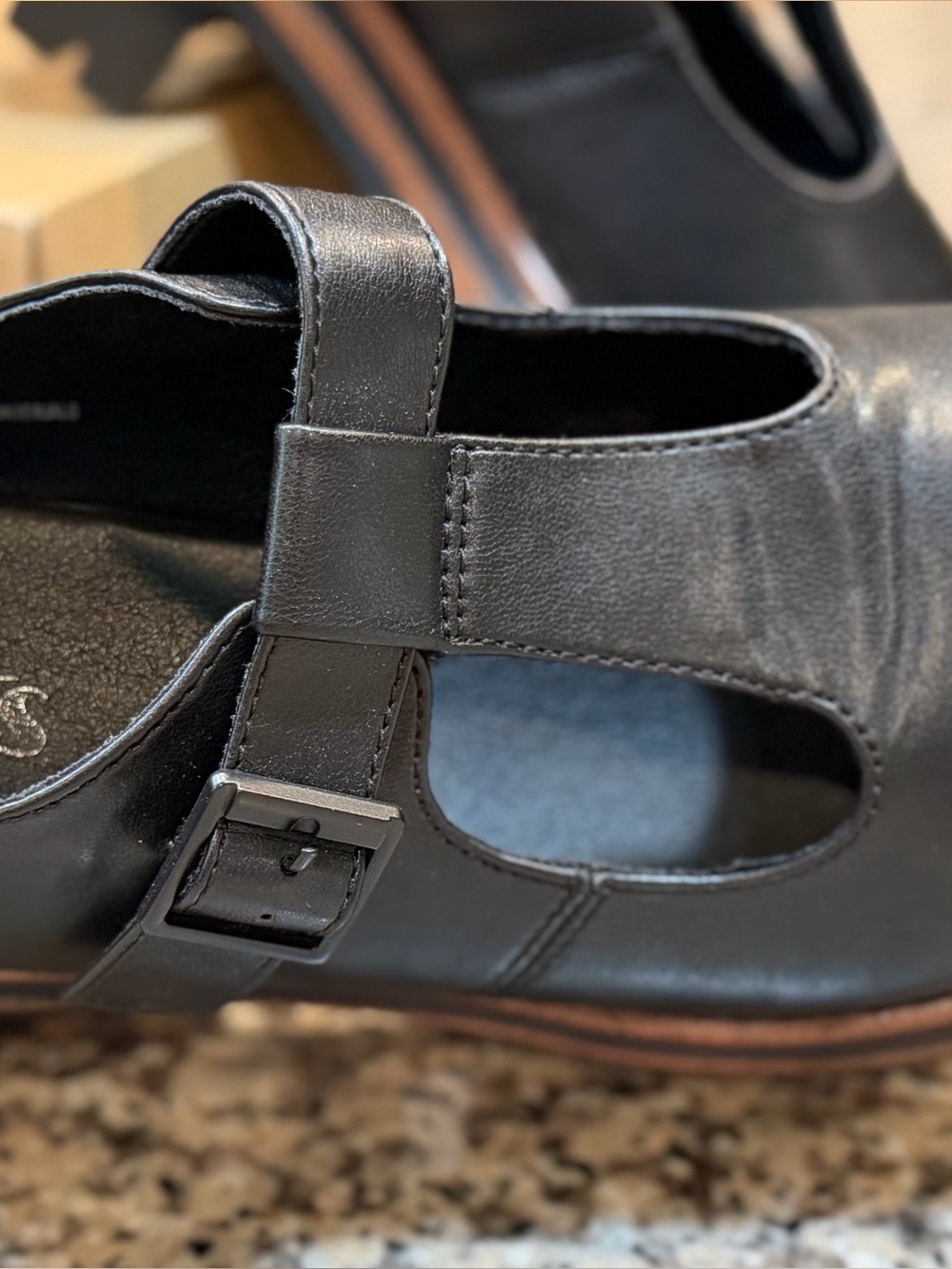 Kork-Ease Black Mary Jane Leather Flats